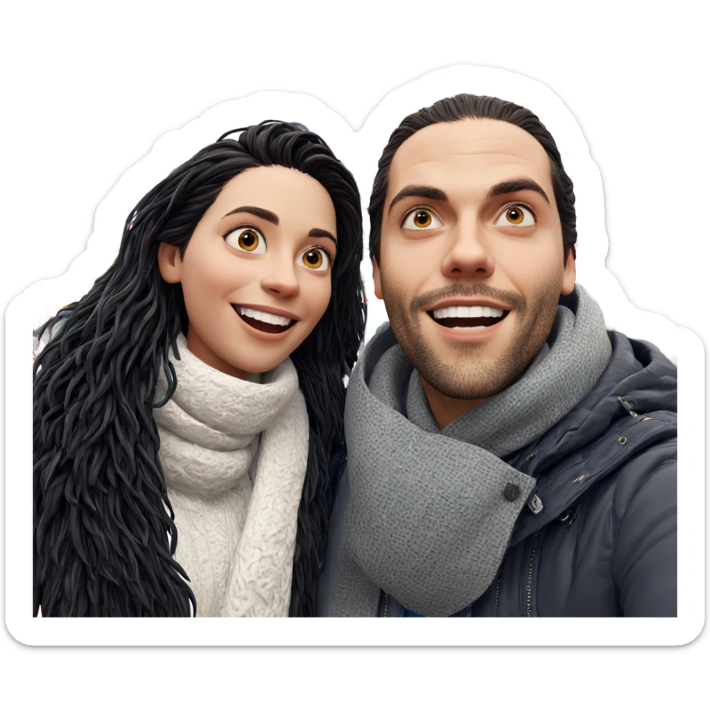 smiling couple at amusement park sticker