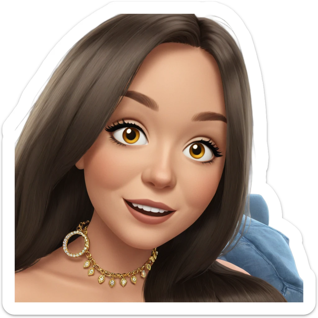 smiling girl with jewelry sticker