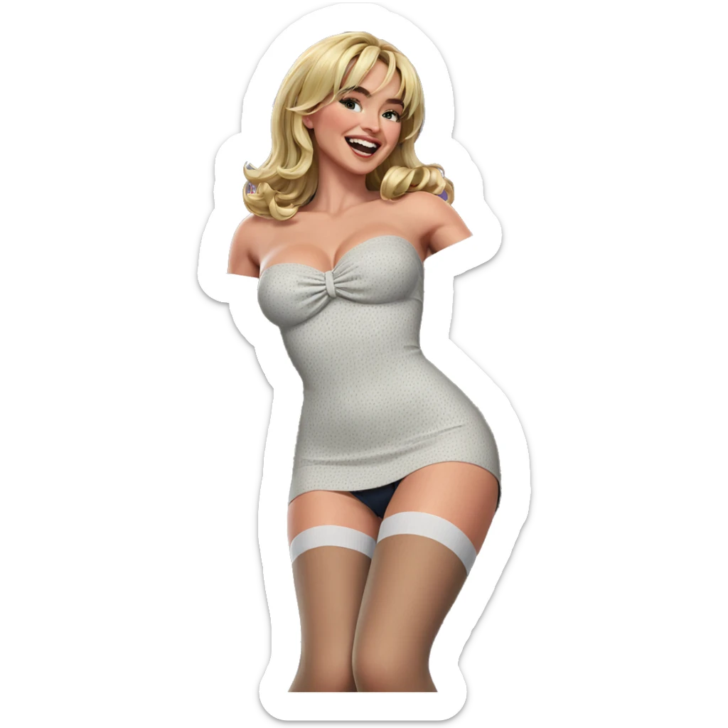 blonde girl in thigh highs sticker