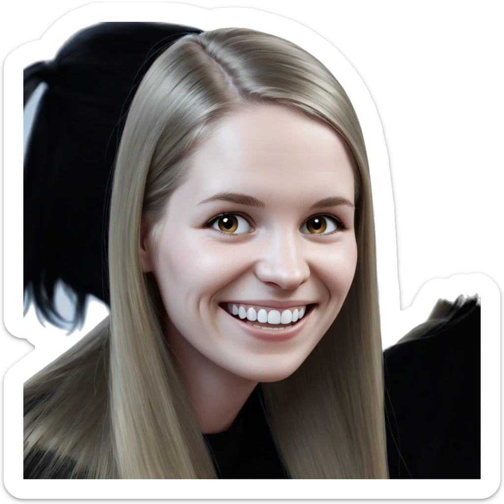 smiling girl with long blonde hair sticker