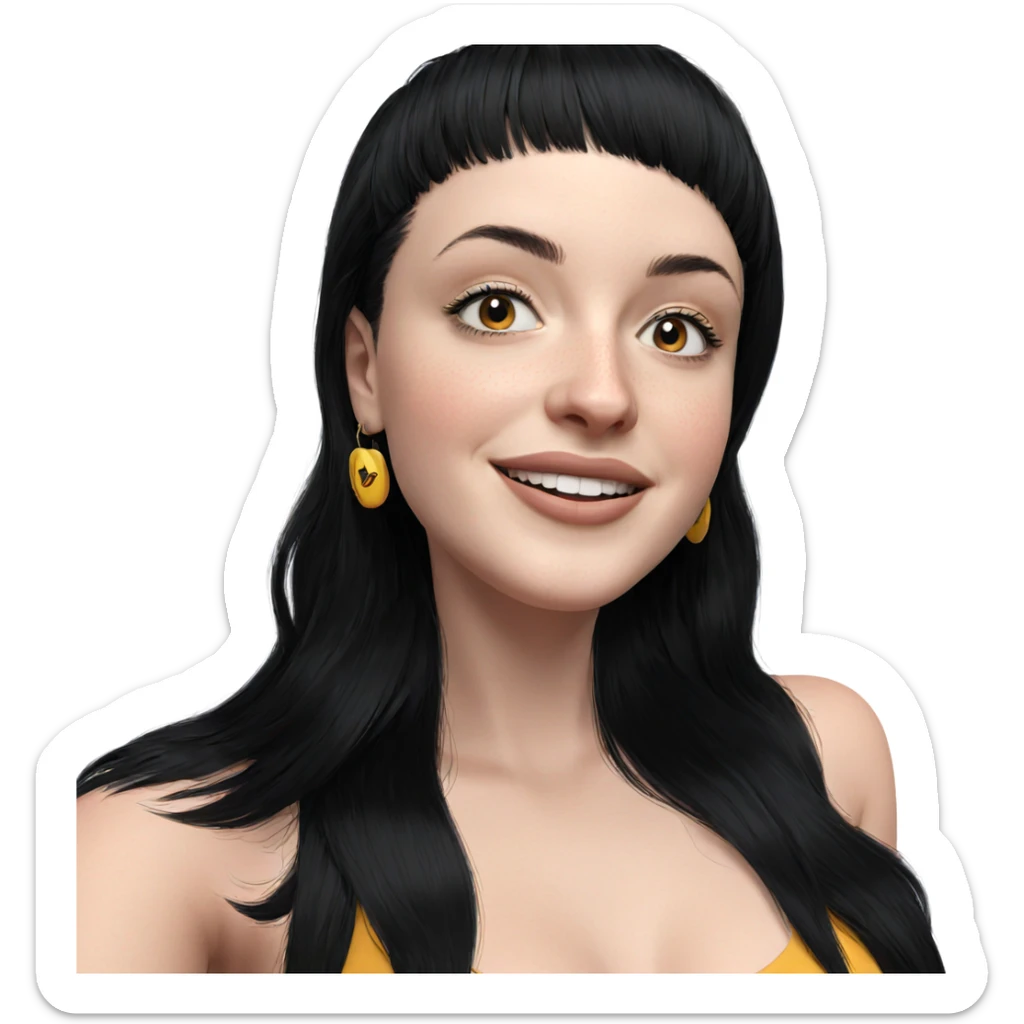 smiling girl with black hair sticker