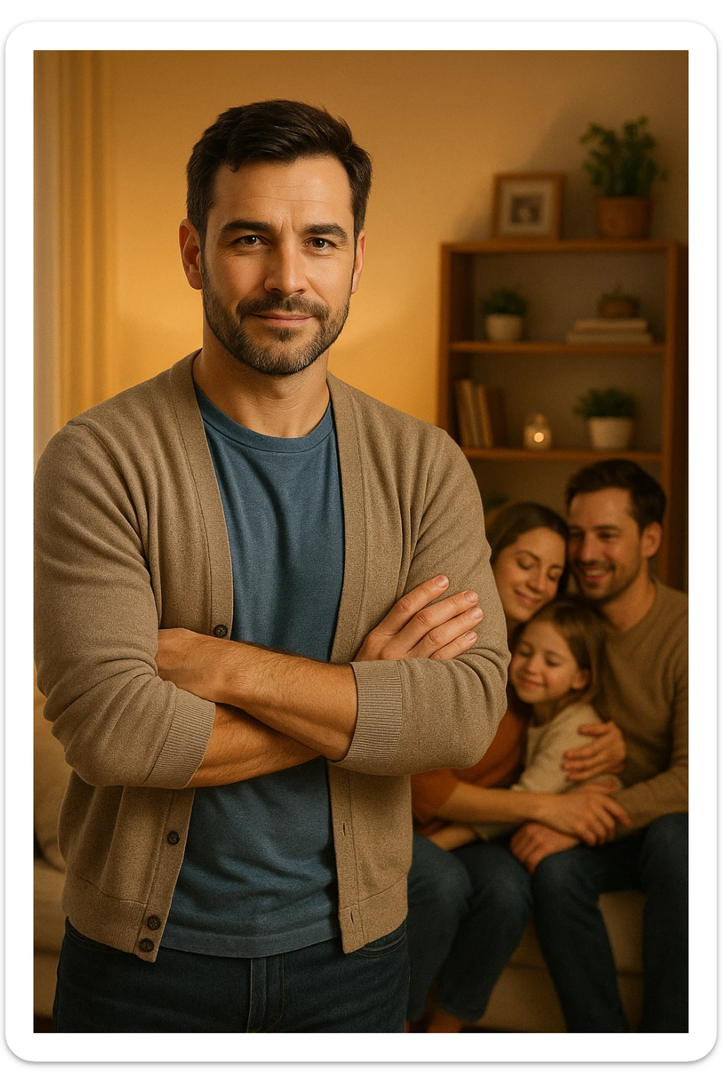 UOMO A BRACCIA CONSERTE CHE TRASMETTE PROTEZIONE PER LA SUA FAMIGLIA sticker