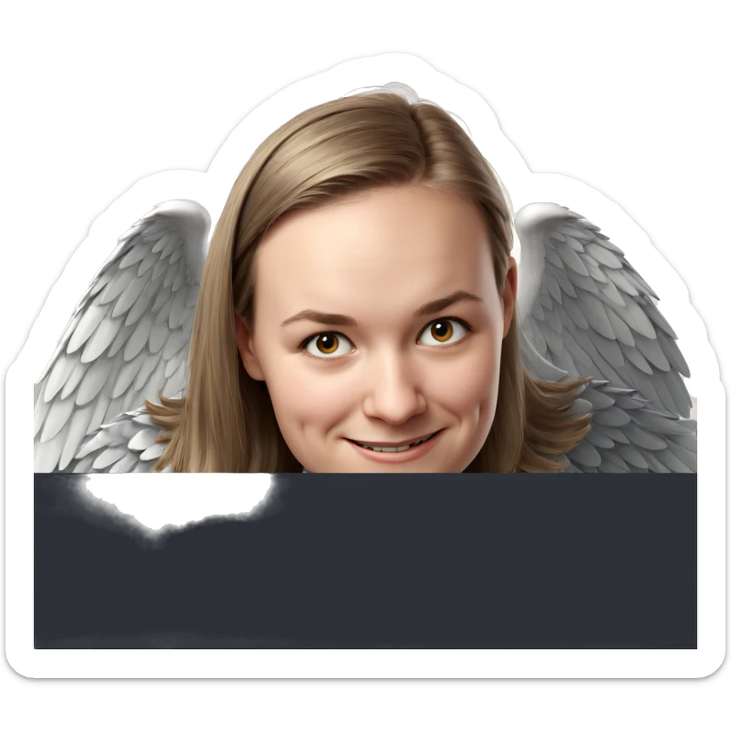 smiling boy with realistic wings sticker