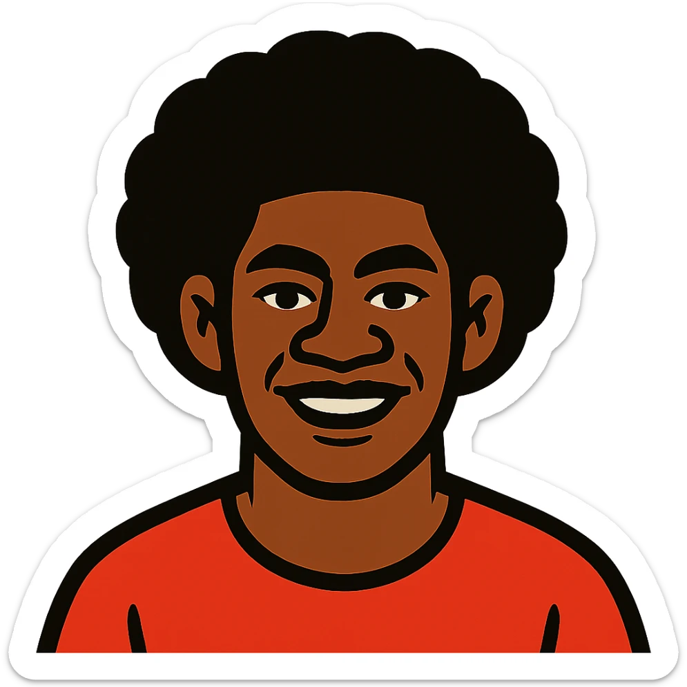 Fijian person with buiniga hairstyle, brown skin sticker