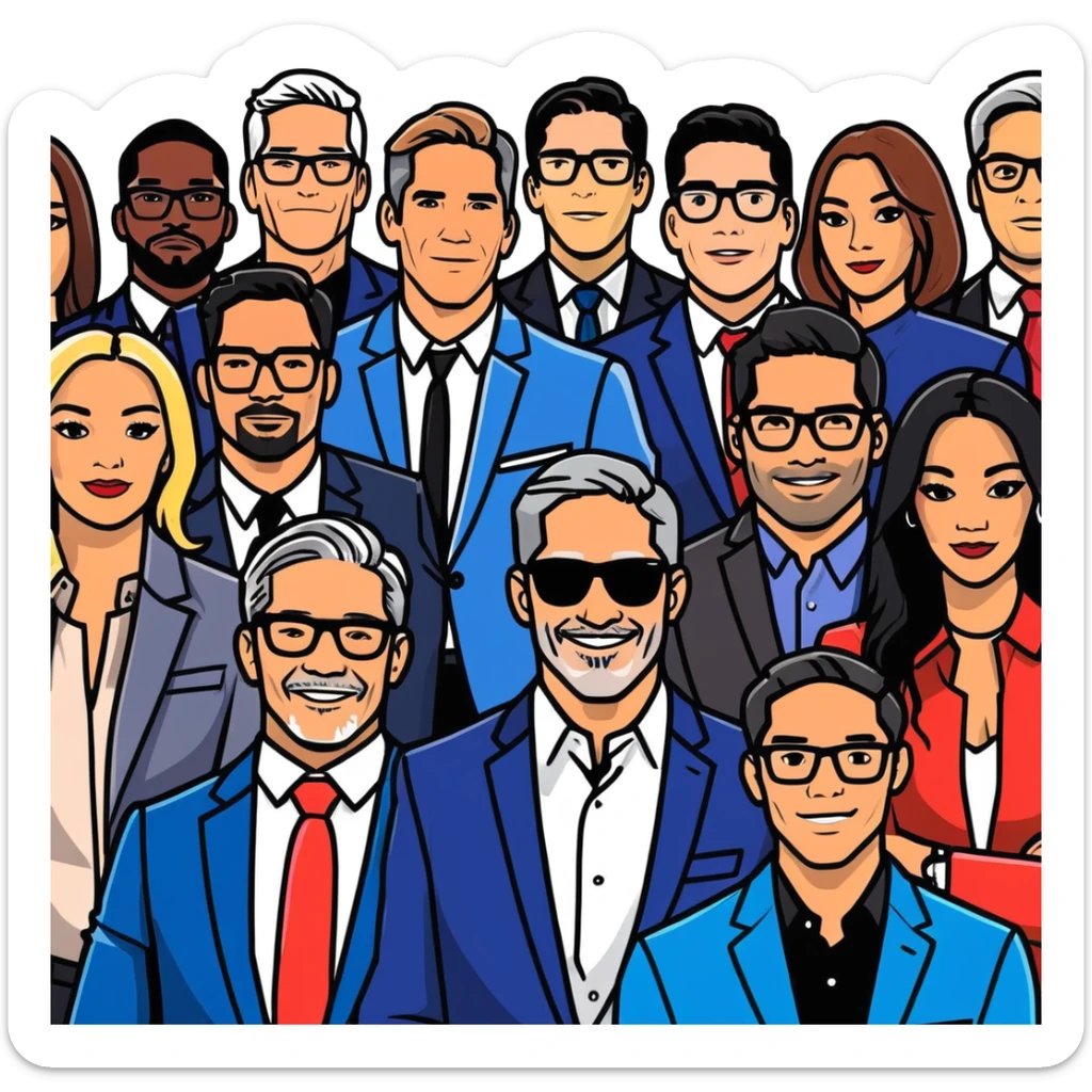 Grant Cardone, Tai Lopez, Josh King Madrid, Alex Hormozi, Iman Gadzhi, Daniel G, Branden Condy, Patrick Bet-David, Dan Henry, Luke Belmar, Shelby Sapp, Leila Hormozi, Tefi Valenzuela, business, influencers, friends, rich millionaire success lifestyle, private jet , supercars, success, sales sticker