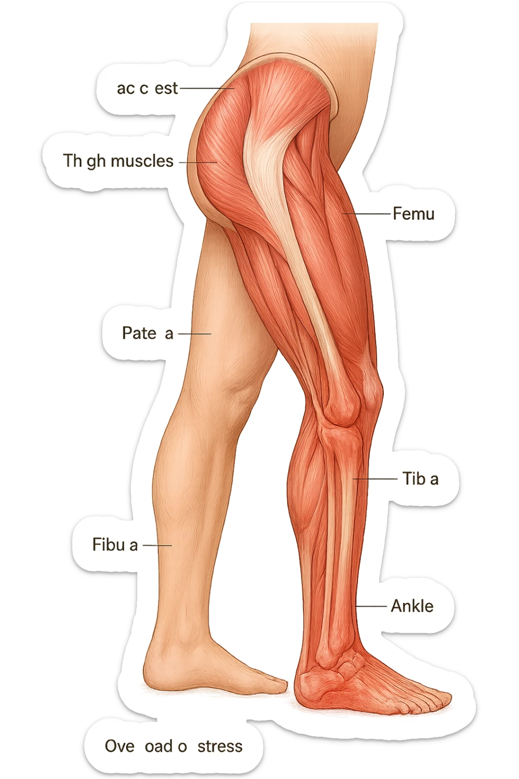 FOTO IDENTICA PRENDI SPUNTO DALLA FOTO E FAMMI A LIVELLO ANATOMICO LA GAMBA IN SOVRACCARICO sticker