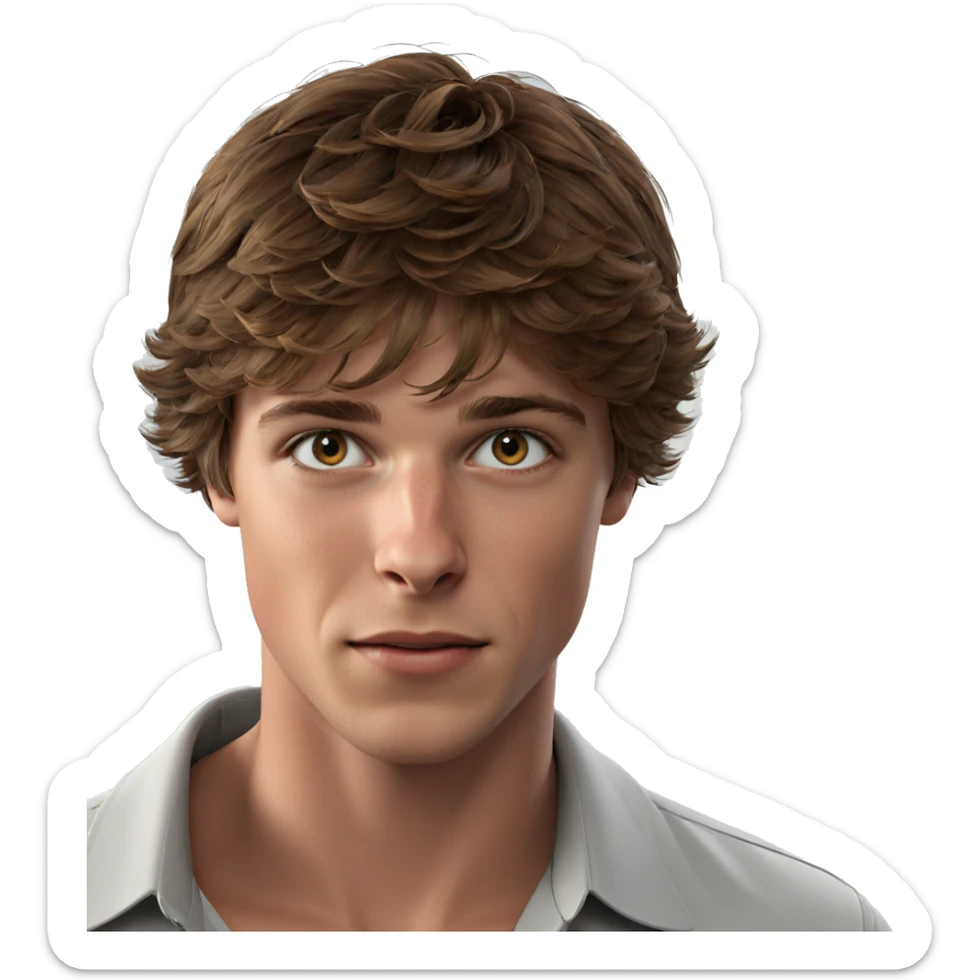 brown haired boy portrait sticker