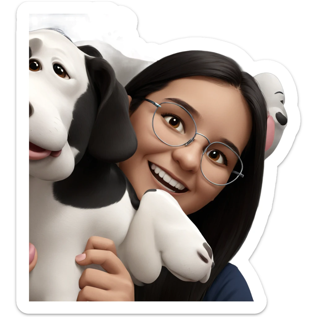 girl smiling with pet animal sticker