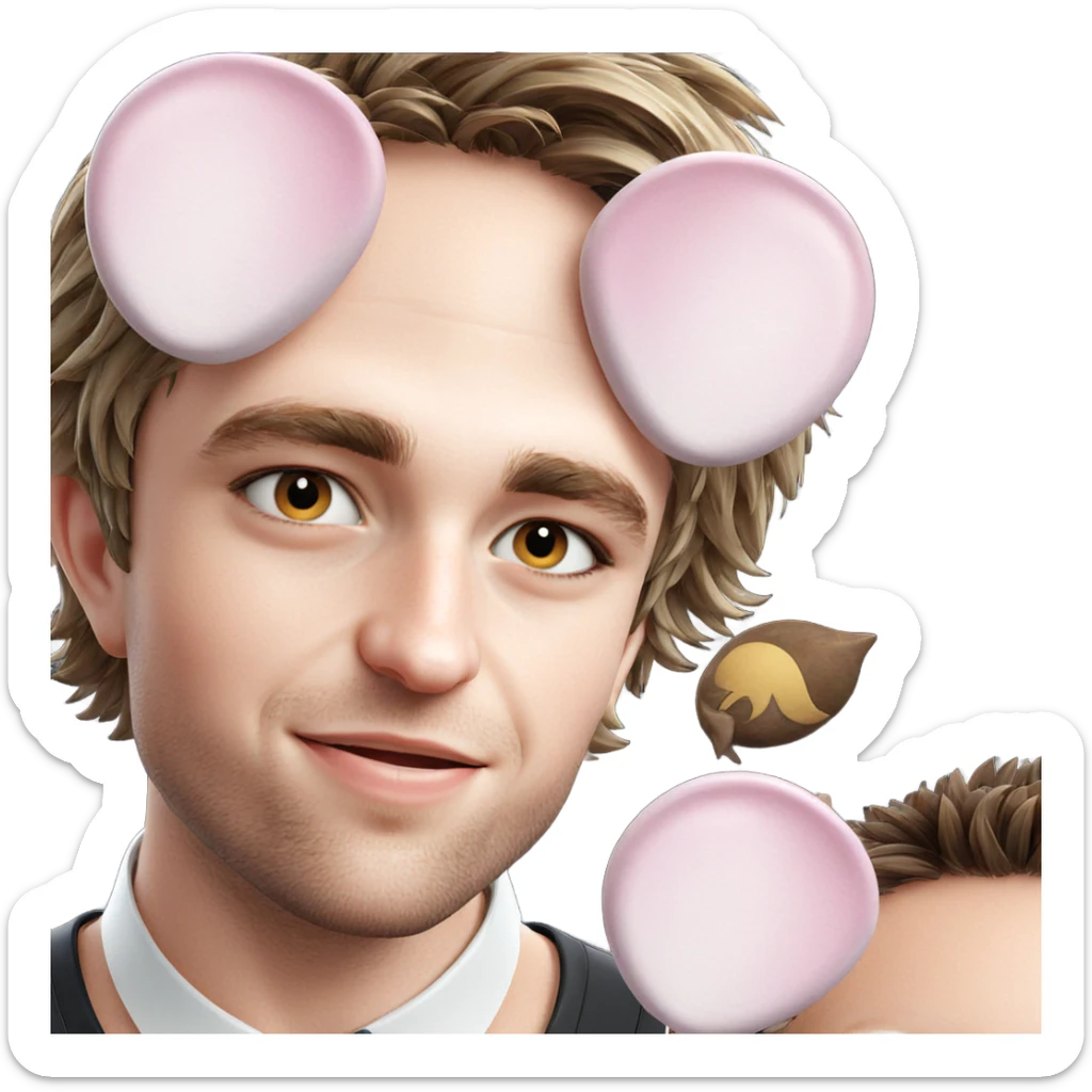 smiling boy with animal ears sticker