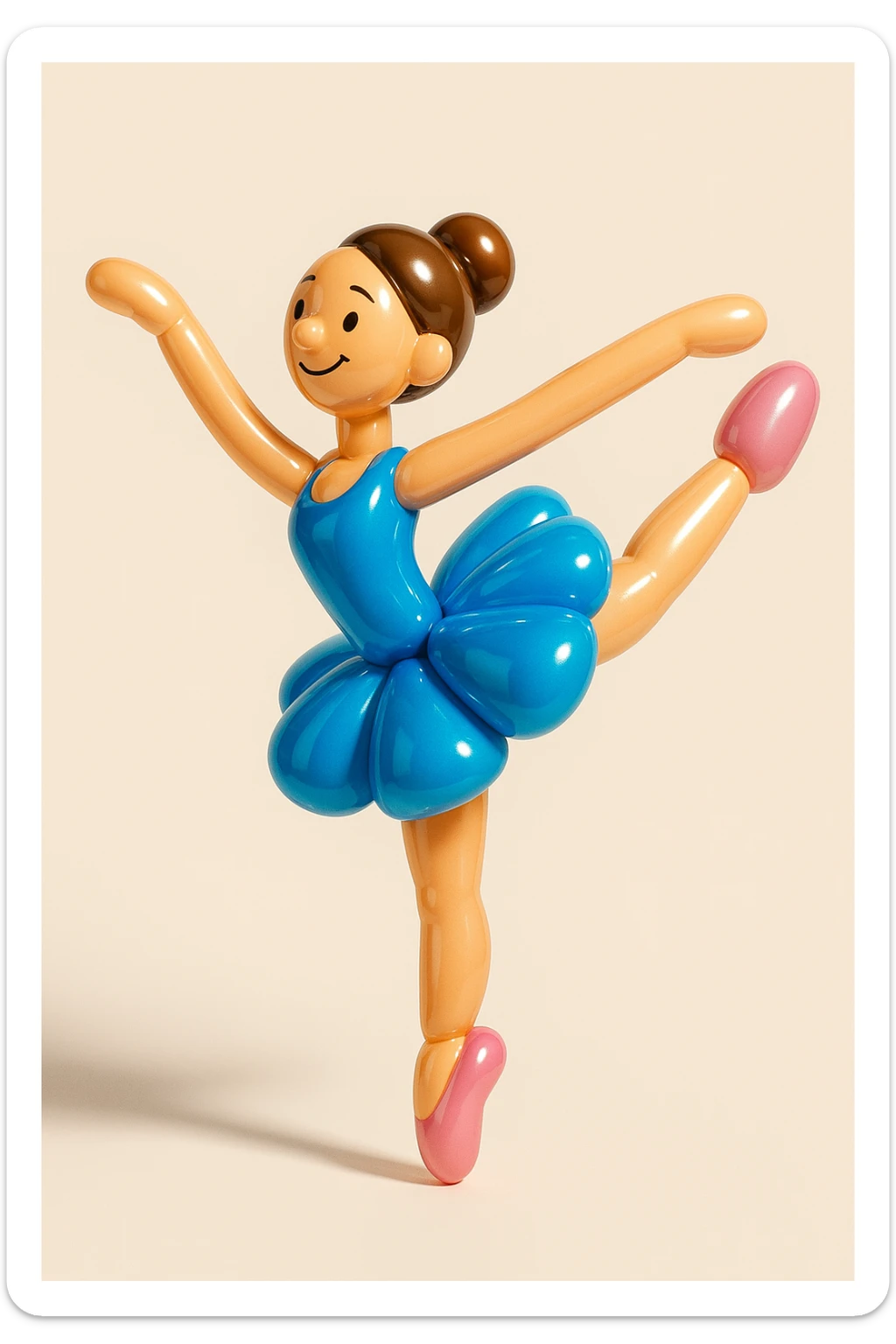 ballerina capuccina, arabesque position, classic ballet attire, gentle smile, spotlight effect, refined posture sticker