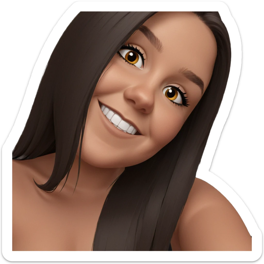 smiling girl with long hair sticker