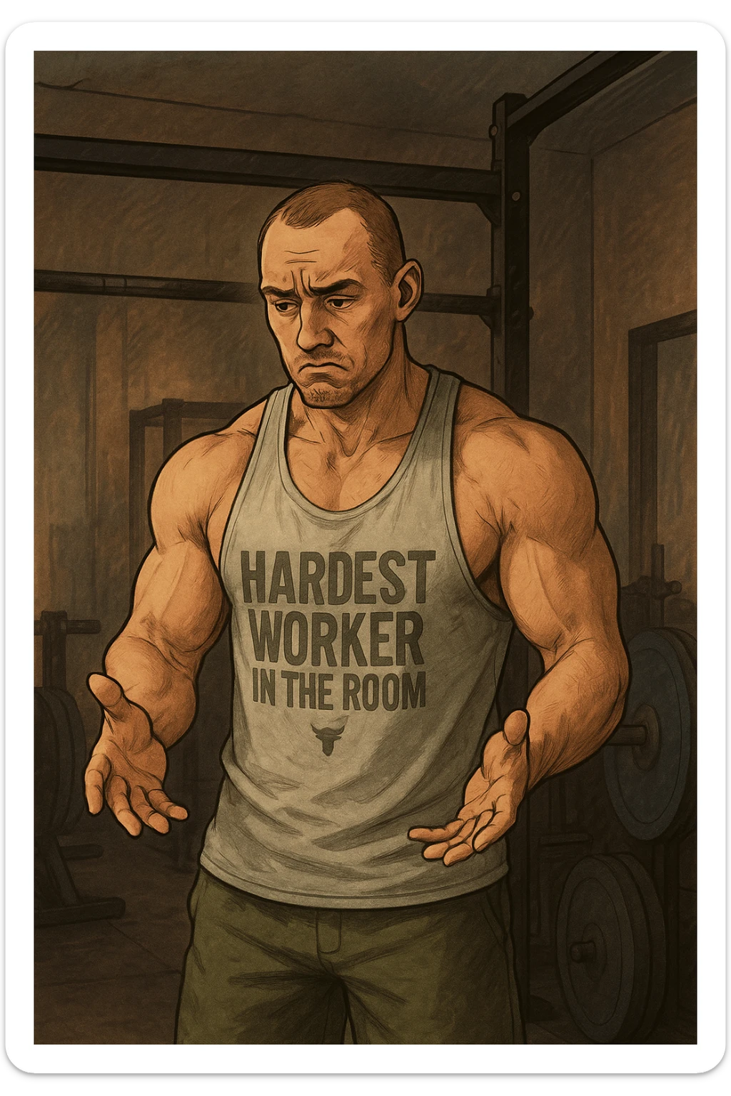 Uomo che si allena e sta cercando di capire quanta intensità mettere sticker