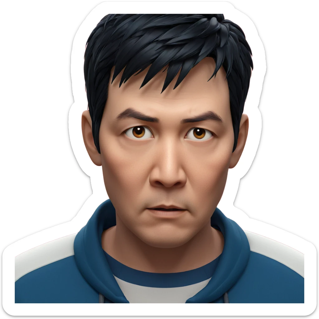 portrait of a boy with black hair sticker