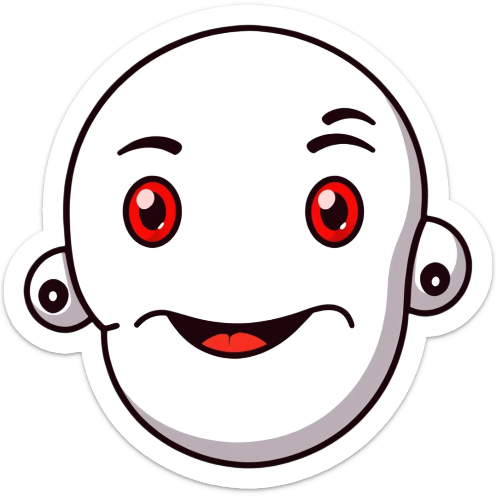A goofy face with heavy droopy eyelids, red eyes, and a lazy smile - stoned high expression sticker