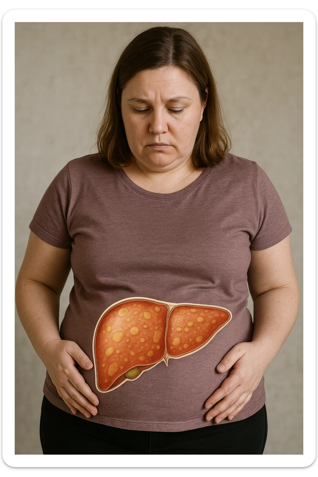 donna con fegato grasso immagine realistica sticker