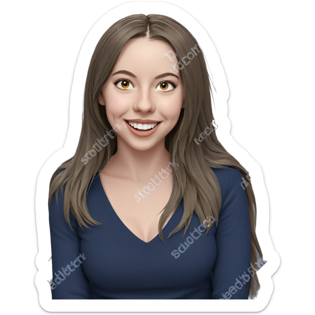 smiling girl with long hair sticker