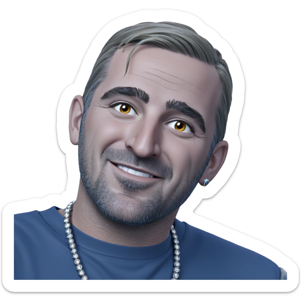 mature male portrait with jewelry sticker