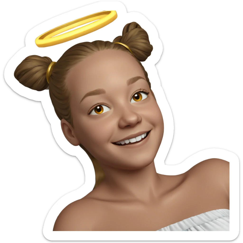 smiling girl with halo sticker