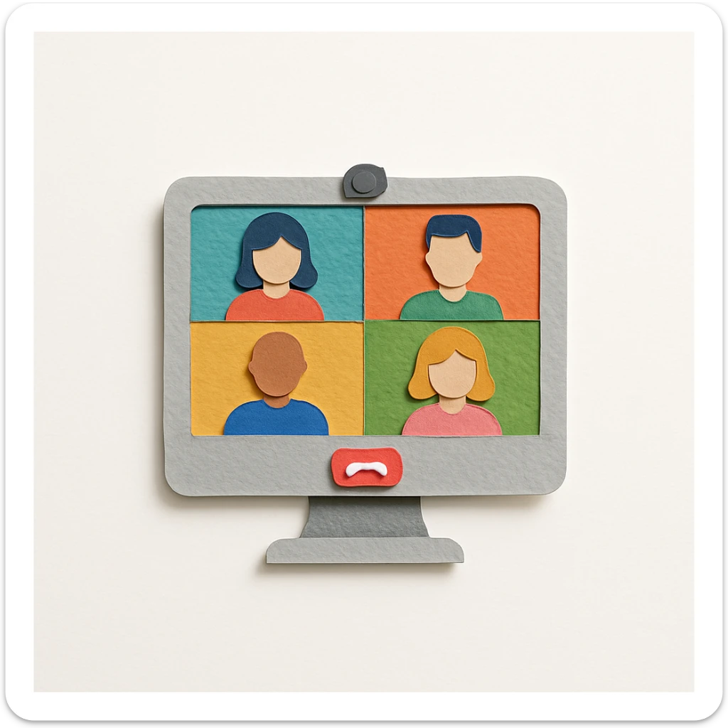 virtual zoom meeting video conference on a computer screen sticker