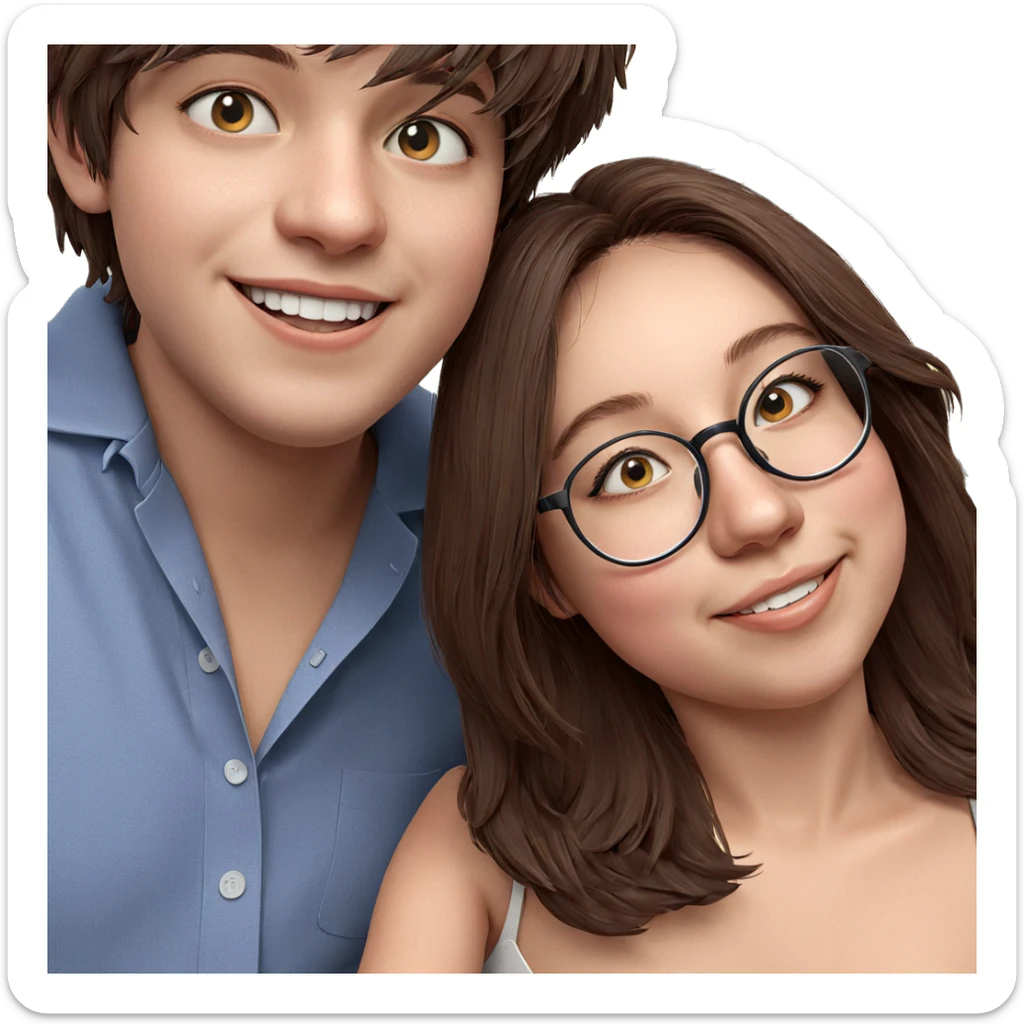 girl and boy smiling together sticker