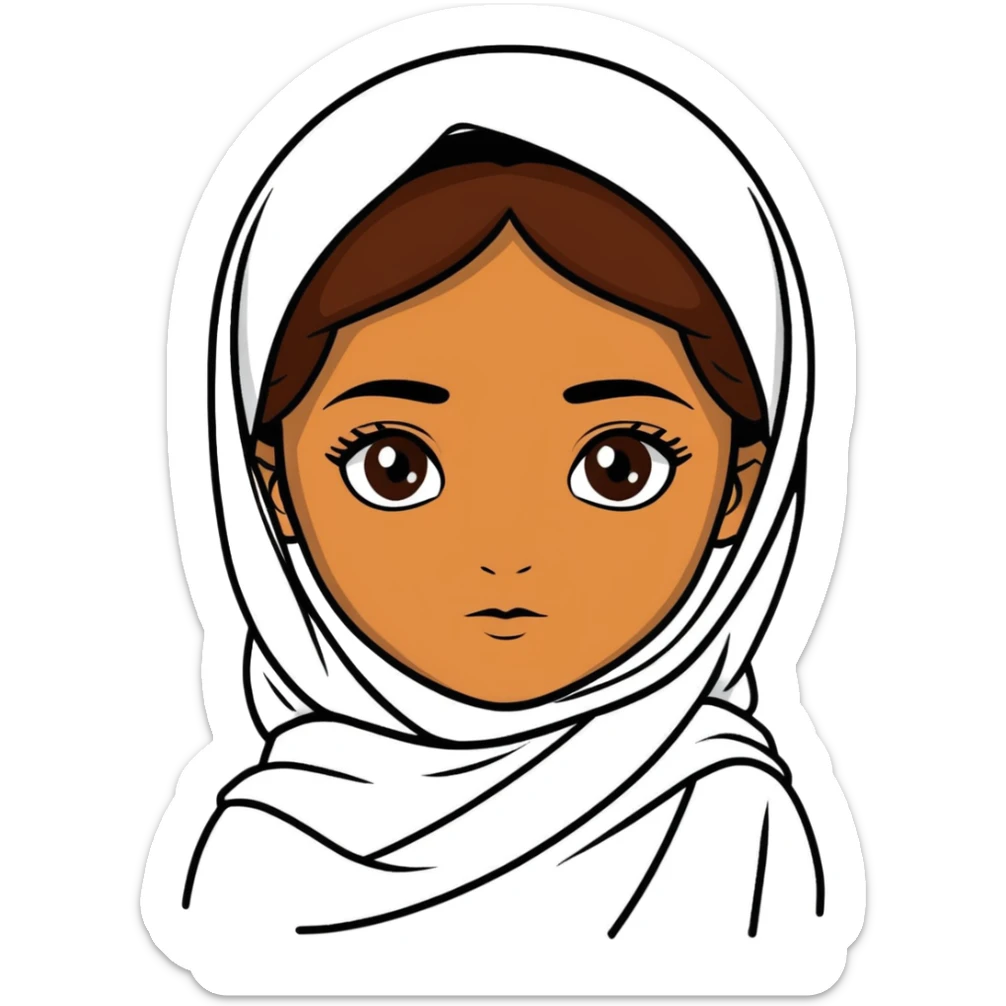 A afghan girl with a little bit dark skin or just brown skin and little bit the eyes of asians sticker