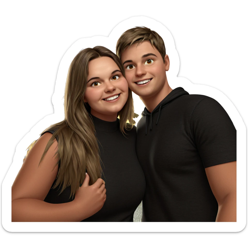 smiling girl and boy outdoors sticker