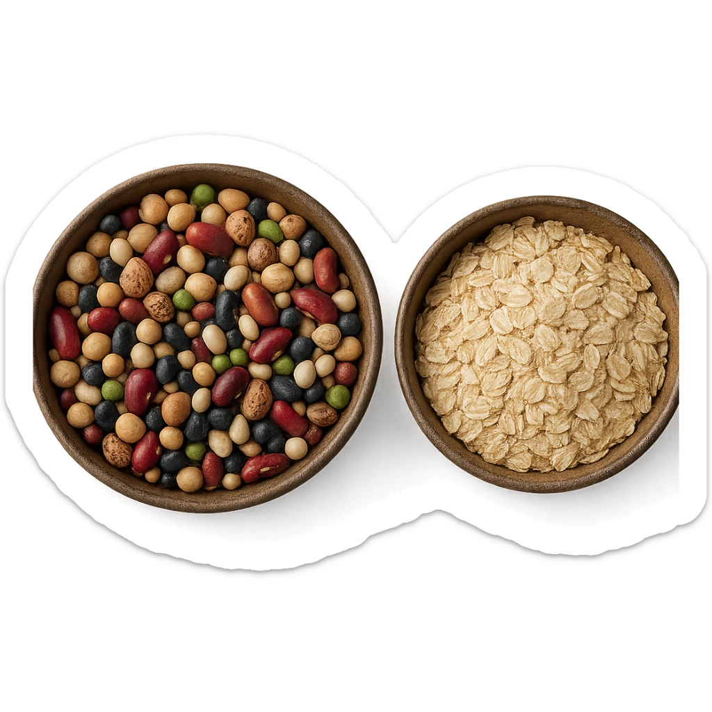 BOWL DI LEGUMI INSIEME A BOWL DI FIOCCHI DI AVENA,  iperrealistico 4k sticker