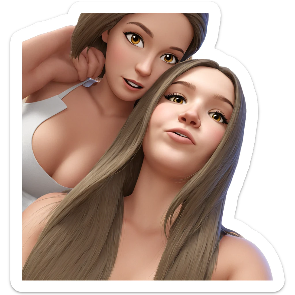 beautiful girls in close embrace sticker