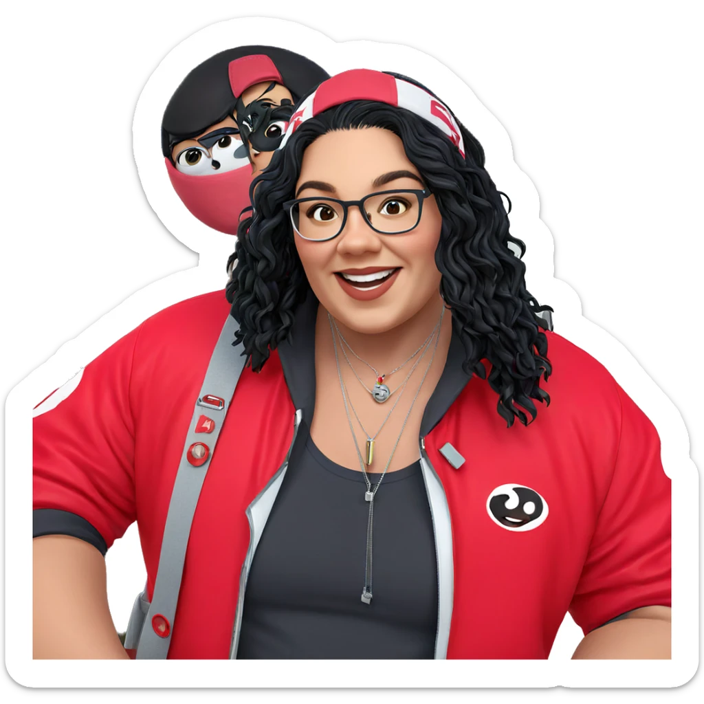 smiling boy in red jacket sticker