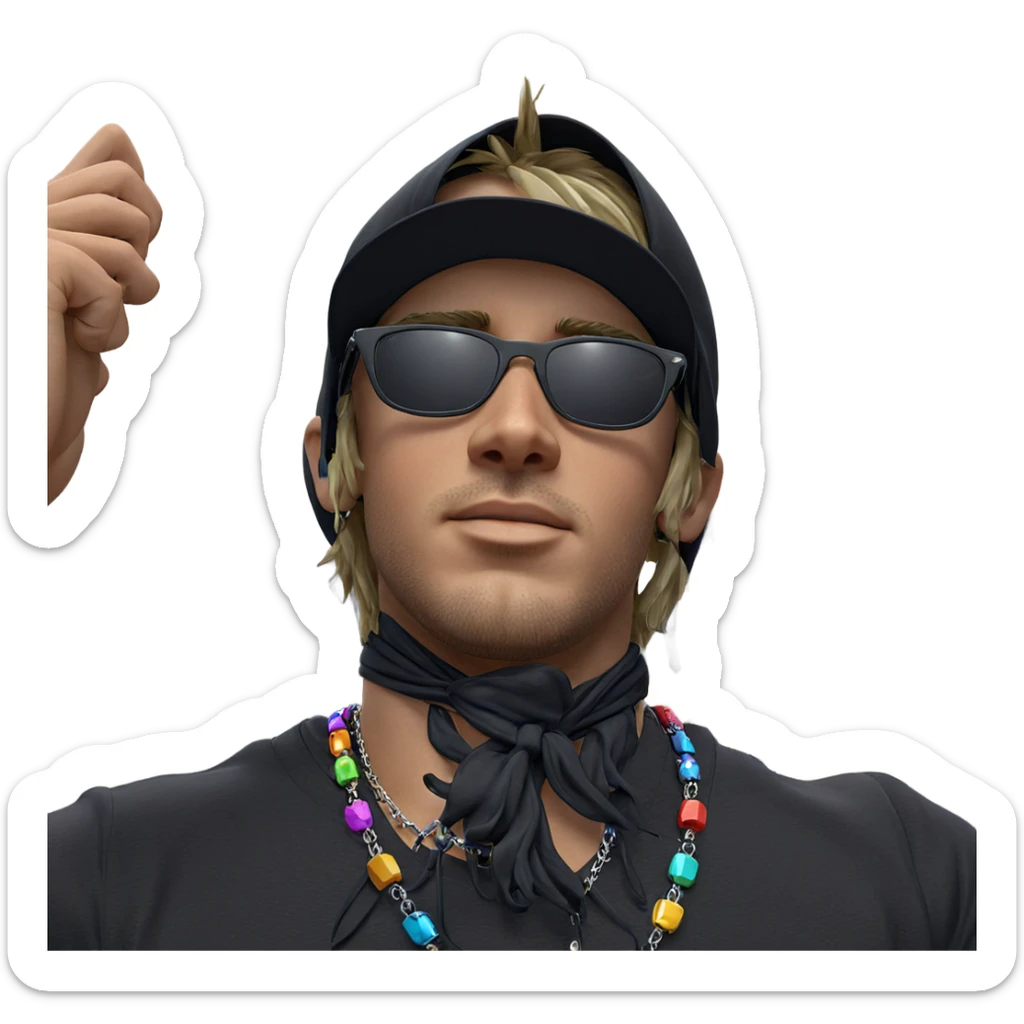 boy in sunglasses with necklace sticker