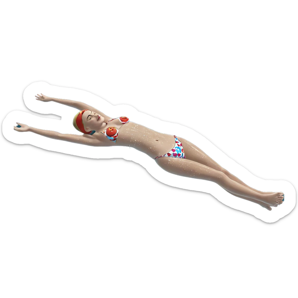 girl in bikini afloat sticker