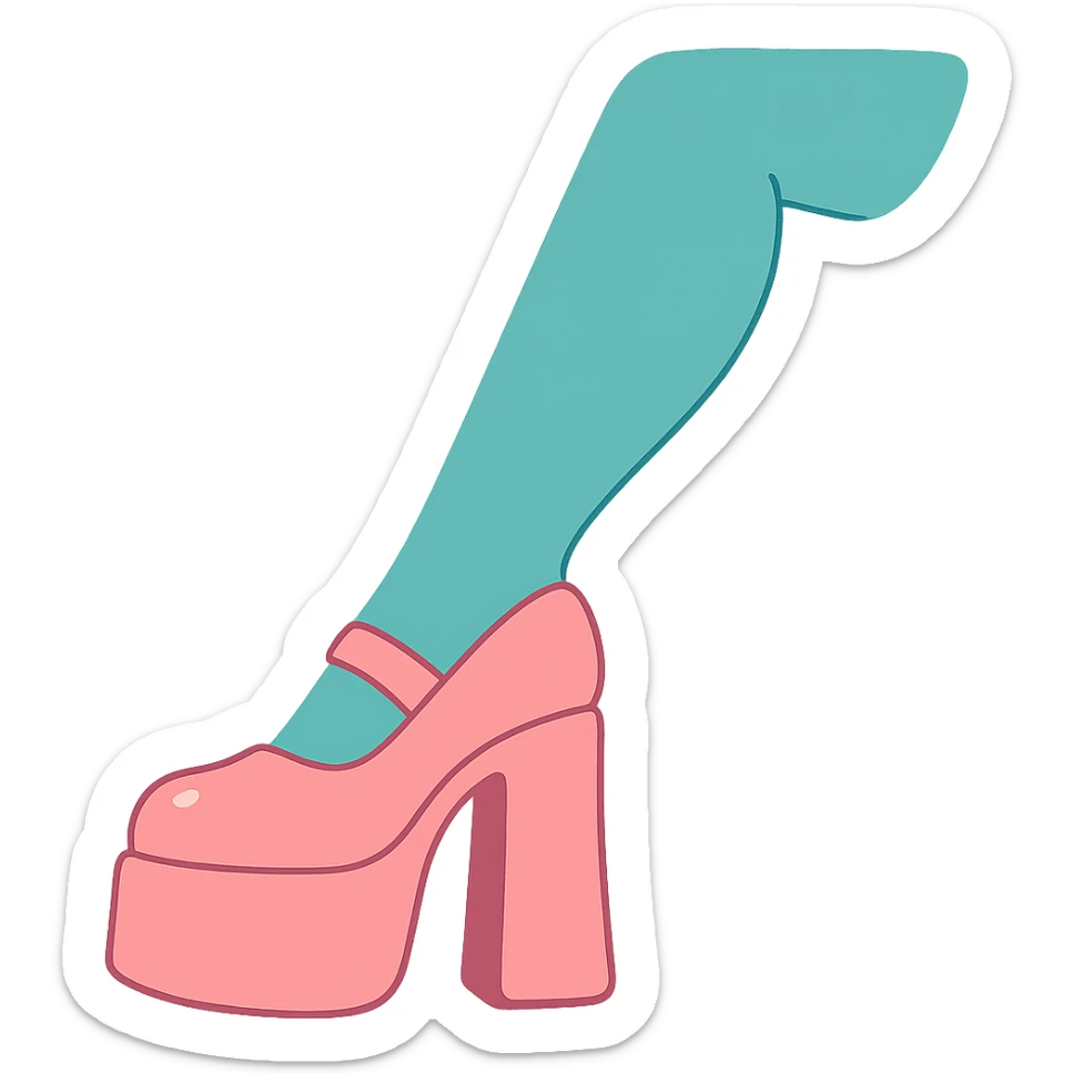 pink platform heel with leg in stockings sticker