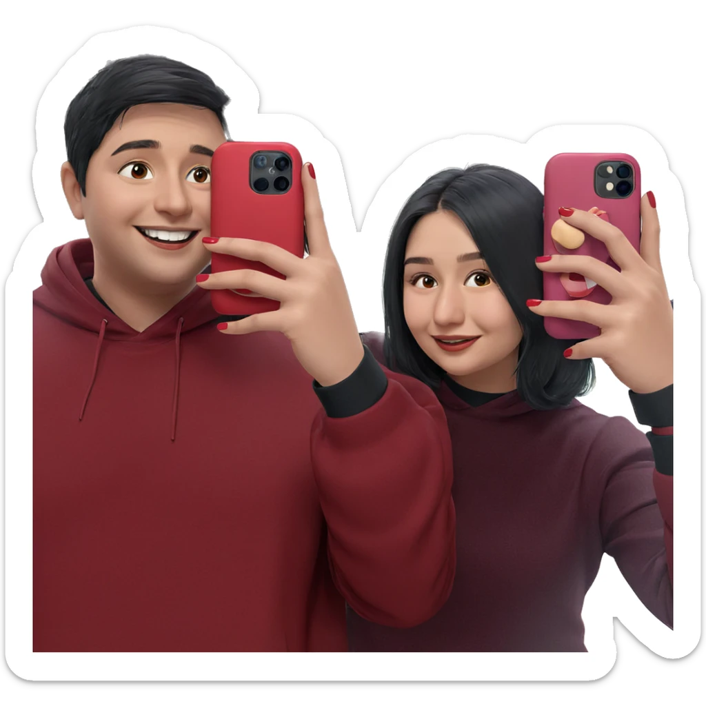 smiling duo with nail polish sticker