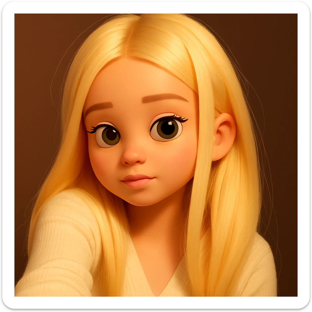 expand the image upward so that all of the hair above the head is fully visible, keeping the 3d-emoji style sticker