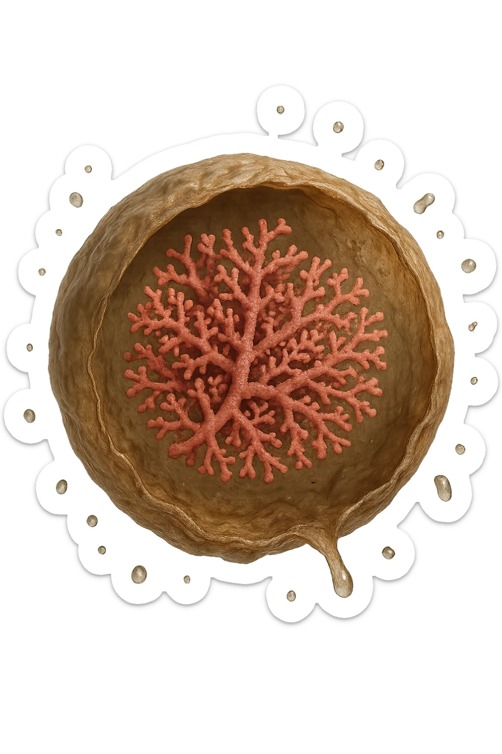 cellula di glicogeno in italiano che si svuota di acqua, iperrealistica 4k sticker