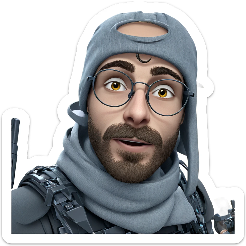 intense gaze with weaponry sticker