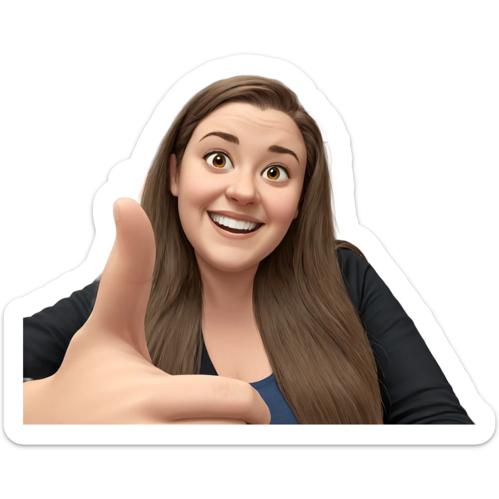 smiling girl with brown hair sticker