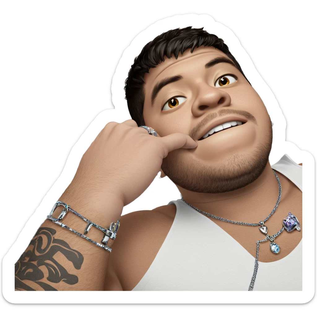 male portrait with jewelry sticker