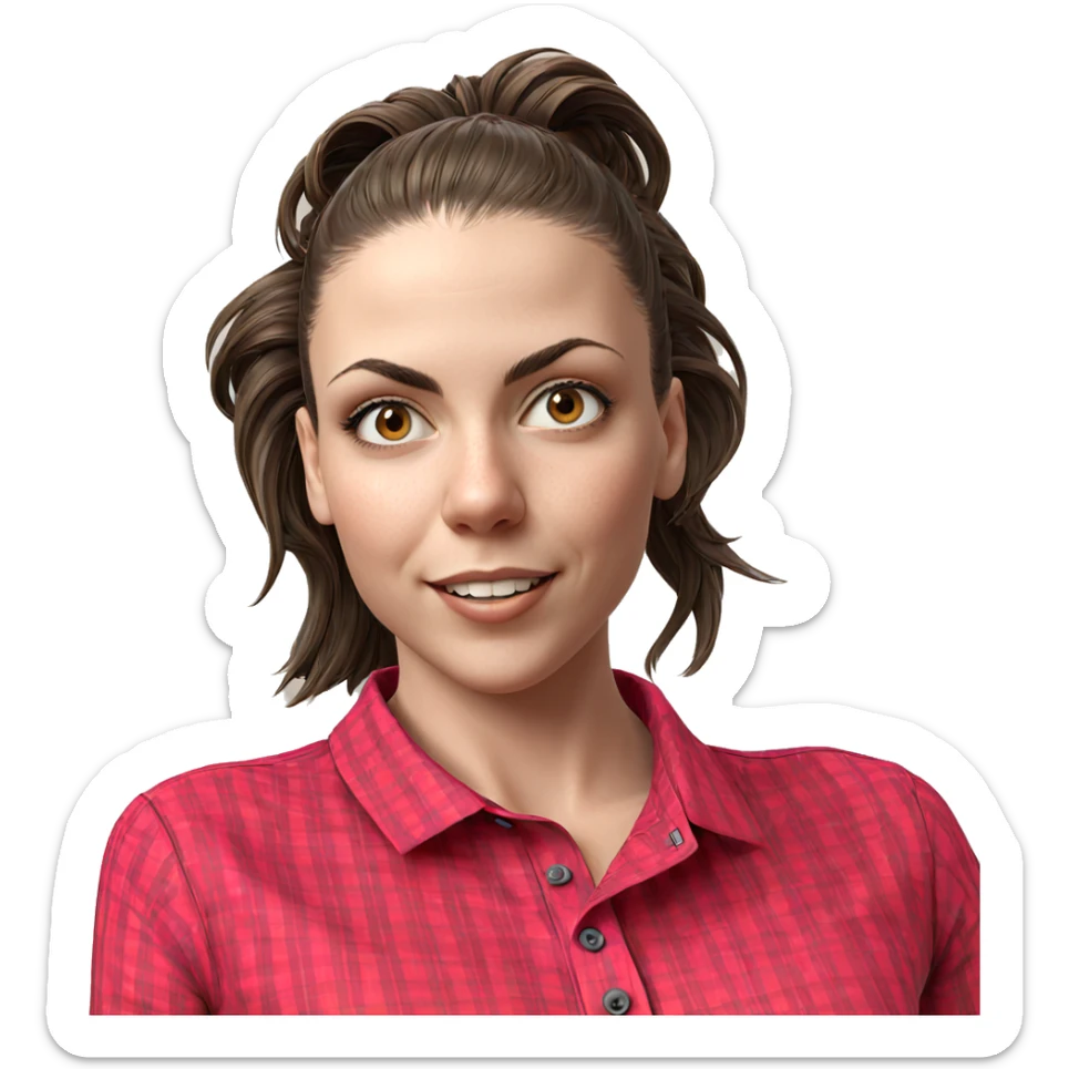 smiling girl in collared shirt sticker