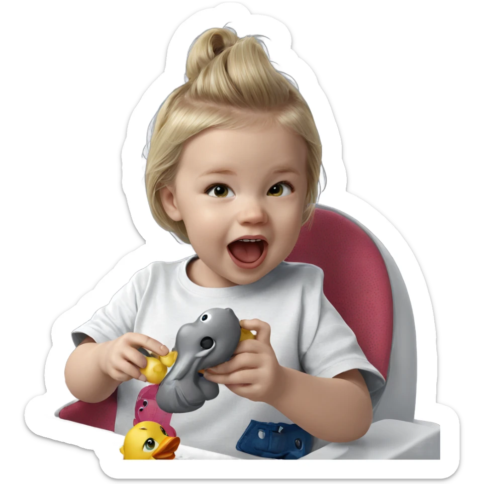 blonde girl with rubber duck sticker