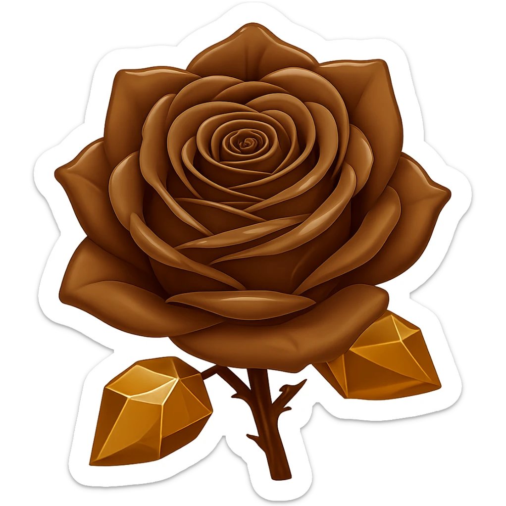 Make the rose made of ice brown in the style of emoji, keeping the emoji style look, with no background. sticker