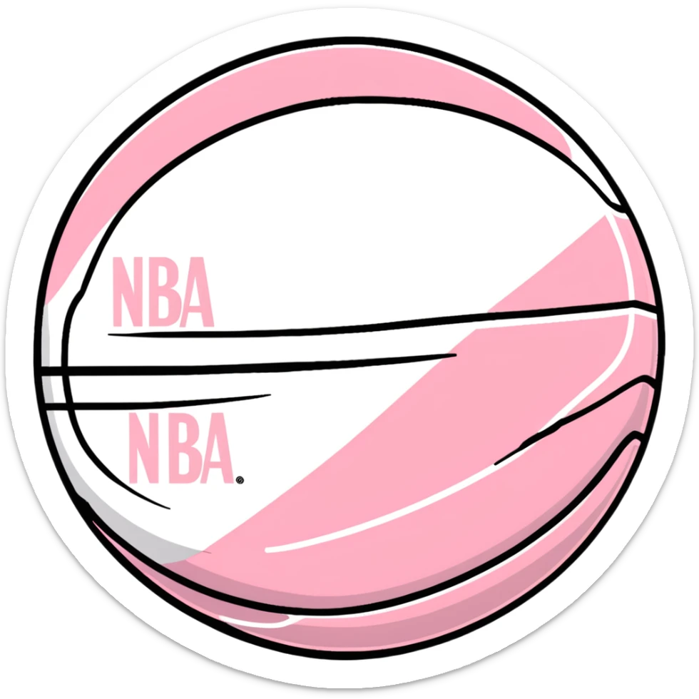 Spalding basketball with NBA logo, white color with pastel pink and green swirls pattern sticker
