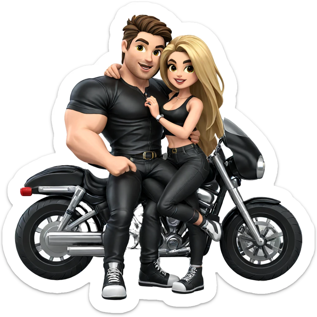 couple on motorcycle together sticker