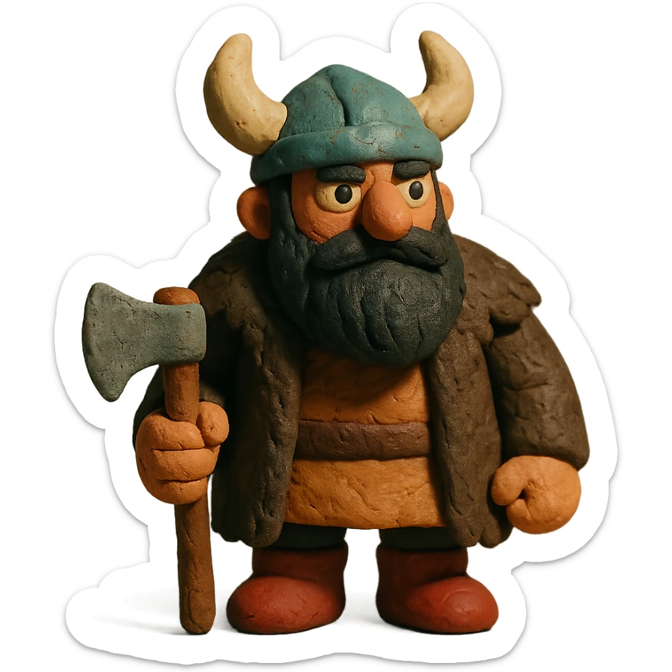 viking with black beard and fur coat sticker
