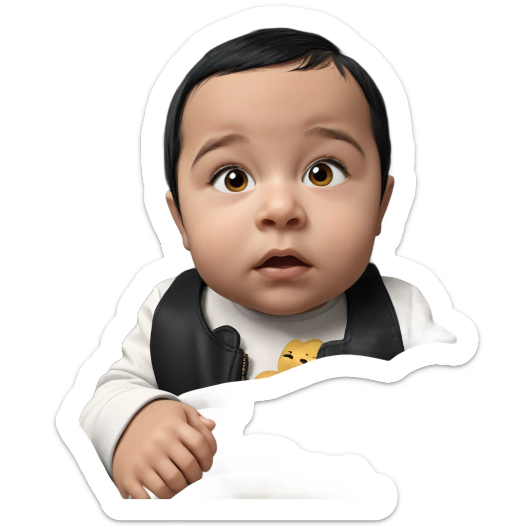 realistic baby with black hair sticker