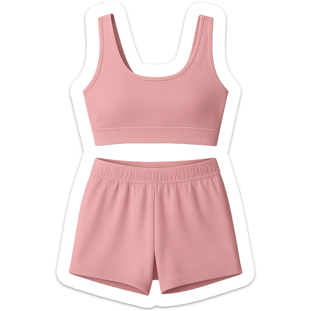 pink sports bra and pink shorts activewear set, clean and contemporary, no background sticker