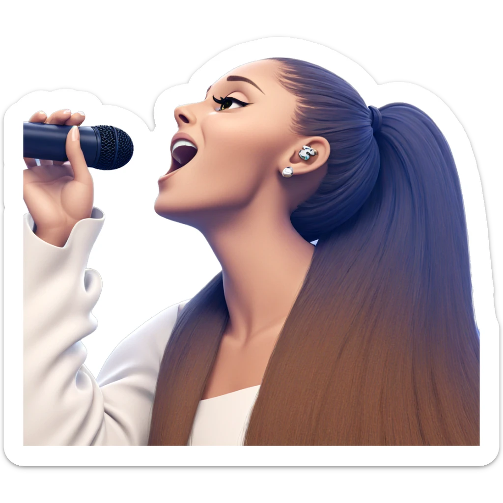 singing girl with long hair sticker