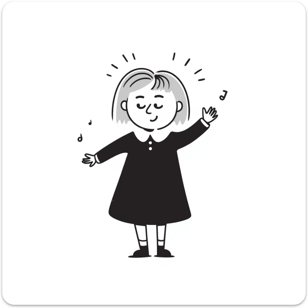 a girl with light brown blonde hair, hand drawn doodle style sticker