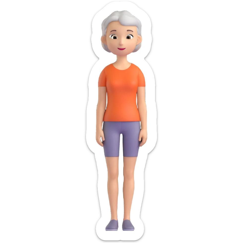 emoji of a slim woman with very short gray-blond hair sticker
