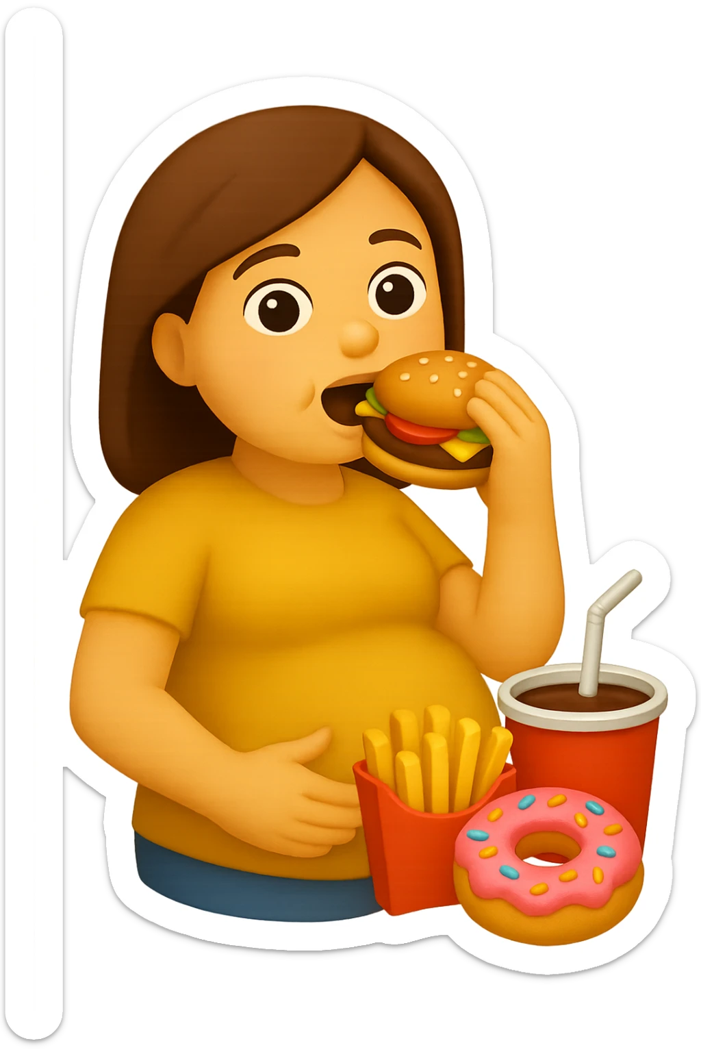 emoji stile iphone di donna in gravidanza che mangia male sticker